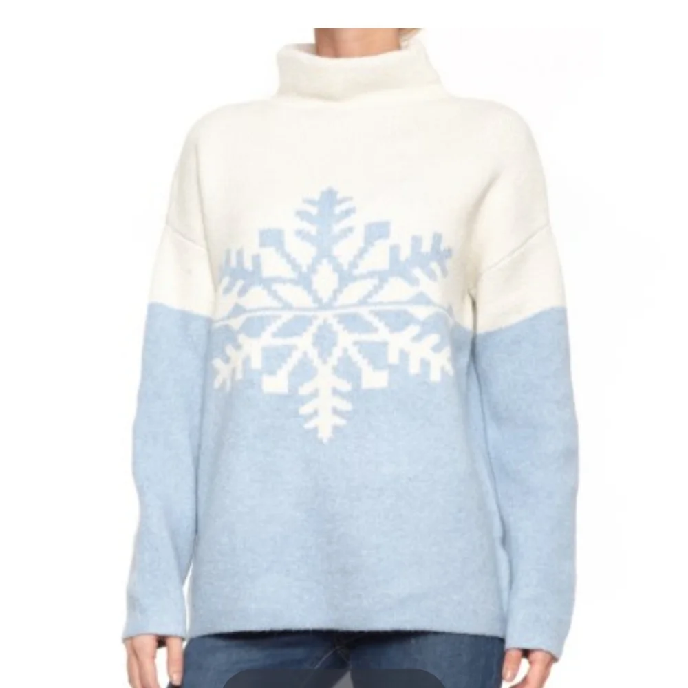 Christian Siriano Large Snowflake Print Long Sleeve Sweater Size M - Picture 2 of 7